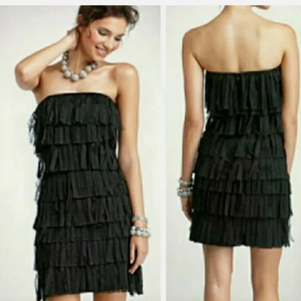 Ann Taylor Black Strapless/ Elegant Black Strapless Layered Dress size 6